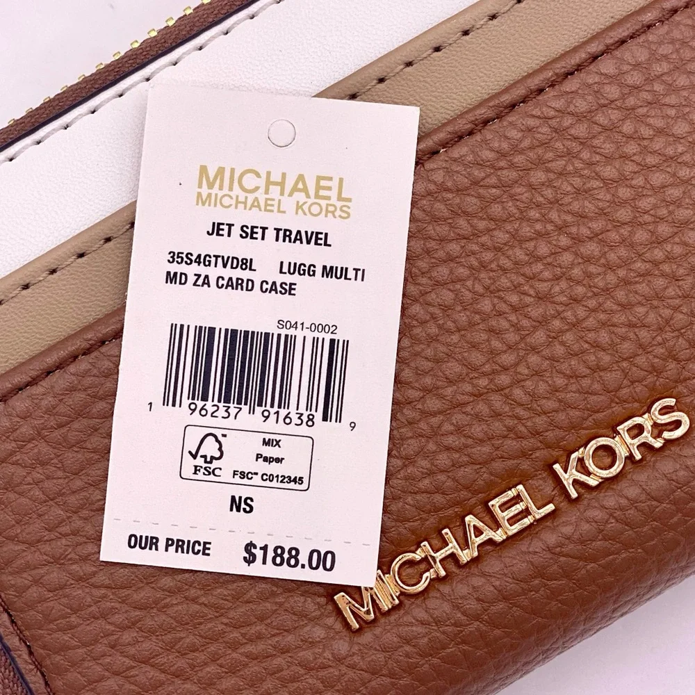 Michael Kors Jet Set Travel Card Case Zip Around Wallet Luggage